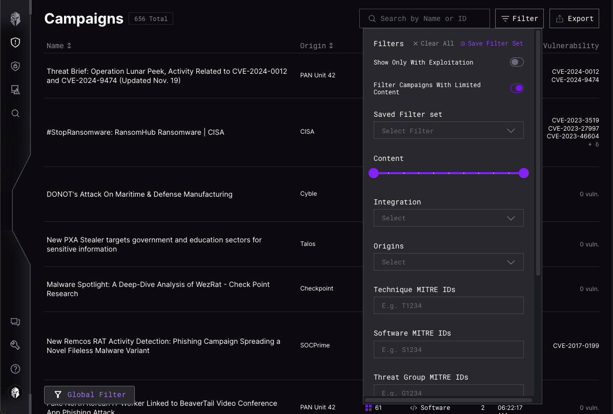Campaigns Page
